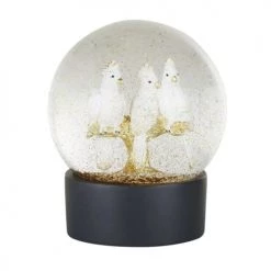 Maisons Du Monde Cloches Et Verrerie Boule à Neige Oiseaux Blancs Et Dorés