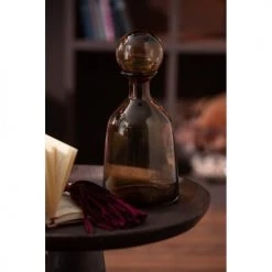 LANADECO Bustes Et Statues Bouteille Décorative Et Bouchon Rond Verre Marron H33,5cm -Décoration de porte Soldes bouteille decorative et bouchon rond verre marron h33 5cm 2