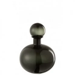 LANADECO Bustes Et Statues Bouteille Décorative Et Bouchon Rond Verre Noir H28,5cm
