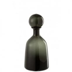 LANADECO Bustes Et Statues Bouteille Décorative Et Bouchon Rond Verre Noir H33,5cm