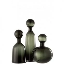 LANADECO Bustes Et Statues Bouteille Décorative Et Bouchon Rond Verre Noir H44,5cm -Décoration de porte Soldes bouteille decorative et bouchon rond verre noir h44 5cm 2