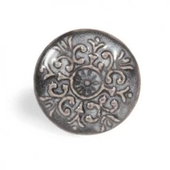 Maisons Du Monde Boutons Et Déco De Porte Bouton De Porte En Faïence Noire - Lot De 4 -Décoration de porte Soldes bouton de porte en faience noire 1000 3 26 170955 3