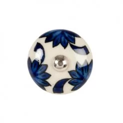 Maisons Du Monde Boutons Et Déco De Porte Bouton De Porte En Grès Blanc Et Motifs Bleus - Lot De 2