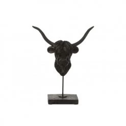 LANADECO Bustes Et Statues Buffle Sur Pied Résine Noire H36,5cm