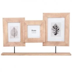 Maisons Du Monde Cadres Et Albums Photos Cadre 3 Vues En Bois D'hévéa Et Métal Marron