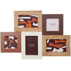 Maisons Du Monde Cadres Et Albums Photos Cadre 5 Vues En Bois D'hévéa Brun Et Beige