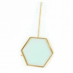 Graine Créative Cadres Et Albums Photos Cadre En Verre Vintage Hexagone Avec Chaîne Métallique 15x13cm