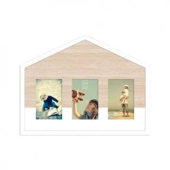 EMDE Cadres Et Albums Photos Cadre Maison 3 Photos En Bois Blanc