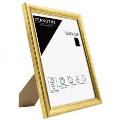Ceanothe Cadres Et Albums Photos Cadre Photo Doré 18x24 Cm Résine Recyclée -Décoration de porte Soldes cadre photo dore 18x24 cm resine recyclee 1