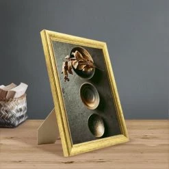 Ceanothe Cadres Et Albums Photos Cadre Photo Doré 18x24 Cm Résine Recyclée -Décoration de porte Soldes cadre photo dore 18x24 cm resine recyclee 3