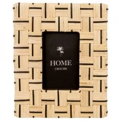 Maisons Du Monde Cadres Et Albums Photos Cadre Photo En Rotin Beige Et Noir 10x15 - Lot De 2