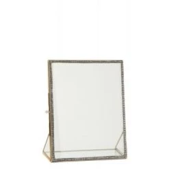 LANADECO Cadres Et Albums Photos Cadre Photo Métal Et Verre Argent 20x25,5cm -Décoration de porte Soldes cadre photo metal et verre or 20x25 5cm 5