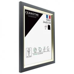 Ceanothe Cadres Et Albums Photos Cadre Photo Noir Doré 24x30 Cm Résine Recyclée -Décoration de porte Soldes cadre photo noir dore 24x30 cm resine recyclee 1