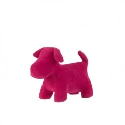 LANADECO Boutons Et Déco De Porte Cale-porte Chien Mat Velours Rose
