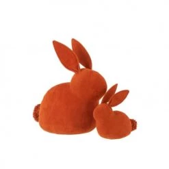 LANADECO Boutons Et Déco De Porte Cale-porte Lapin En Velours Mat Orange -Décoration de porte Soldes cale porte lapin en velours mat orange 1