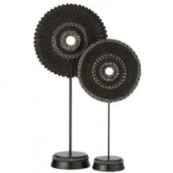 LANADECO Bustes Et Statues Cercle Sur Pied Coquillage Résine Noir H61cm -Décoration de porte Soldes cercle sur pied coquillage resine noir h61cm 2
