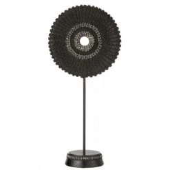 LANADECO Bustes Et Statues Cercle Sur Pied Coquillage Résine Noir H61cm