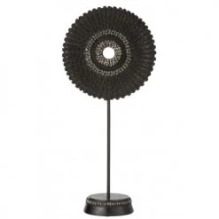 LANADECO Bustes Et Statues Cercle Sur Pied Coquillage Résine Noir H61cm -Décoration de porte Soldes cercle sur pied coquillage resine noir h61cm 3