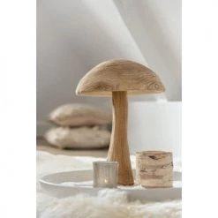 LANADECO Bustes Et Statues Champignon En Châtaignier Naturel H37cm -Décoration de porte Soldes champignon en chataignier naturel h37cm 3