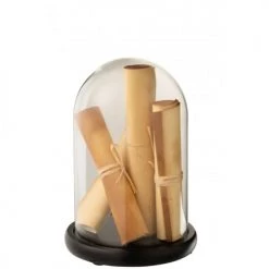 LANADECO Bustes Et Statues Cloche Parchemin Marron Verre H25cm