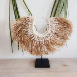 My Bliss Home Bustes Et Statues Collier Décoratif En Raphia Et Coquillages 40x40 Cm -Décoration de porte Soldes collier decoratif en raphia et coquillages 40x40 cm 2