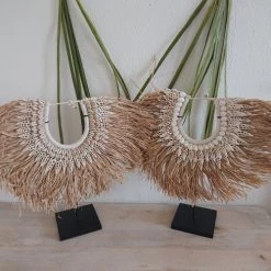 My Bliss Home Bustes Et Statues Collier Décoratif En Raphia Et Coquillages 40x40 Cm -Décoration de porte Soldes collier decoratif en raphia et coquillages 40x40 cm 3