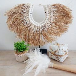 My Bliss Home Bustes Et Statues Collier Décoratif En Raphia Et Coquillages 40x40 Cm -Décoration de porte Soldes collier decoratif en raphia et coquillages 40x40 cm 5