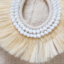 My Bliss Home Bustes Et Statues Collier En Fibre Naturel D'abaca Blanc L45 X H35 Cm -Décoration de porte Soldes collier en fibre naturel d abaca blanc l45 x h35 cm 2