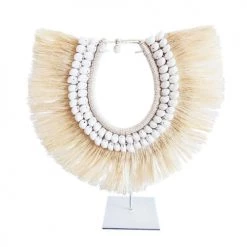 My Bliss Home Bustes Et Statues Collier En Fibre Naturel D'abaca Blanc L45 X H35 Cm