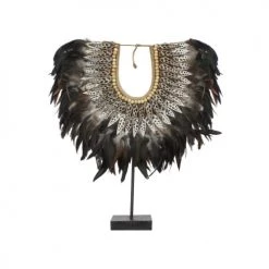 Now’s Home Bustes Et Statues Collier En Plumes Et Coquillages Noirs