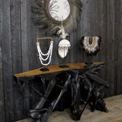 Now’s Home Bustes Et Statues Collier En Plumes Et Coquillages Noirs -Décoration de porte Soldes collier en plumes et coquillages noirs 3