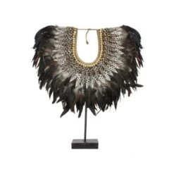 Now’s Home Bustes Et Statues Collier En Plumes Et Coquillages Noirs -Décoration de porte Soldes collier en plumes et coquillages noirs 5