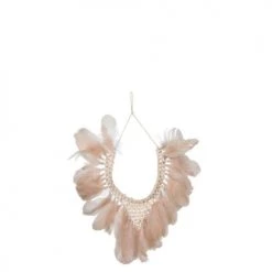 LANADECO Bustes Et Statues Collier Plumes/coquillages Saumon