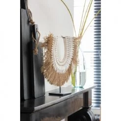 LANADECO Bustes Et Statues Collier Sur Pied Coquillages Zostère Blanc H48cm -Décoration de porte Soldes collier sur pied coquillages zostere blanc h48cm 2