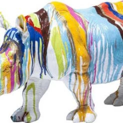 Kare Design Bustes Et Statues Déco Rhino Blanc Coulées De Peinture -Décoration de porte Soldes deco rhino blanc coulees de peinture 2