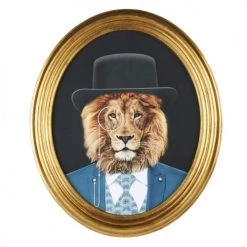 Maisons Du Monde Cadres Et Albums Photos Décoration Murale Cadre Ovale Avec Lion, Encadrement En Métal Doré