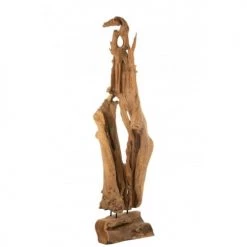 LANADECO Bustes Et Statues Décoration Unique Abstraite Tronc Teck Naturel H192,5cm