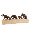 LANADECO Bustes Et Statues Éléphants En Rang Bois De Manguier Et Alu Bronze L59cm