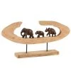 LANADECO Bustes Et Statues Éléphants En Rang Sur Pied Alu Bronze Et Bois De Manguier