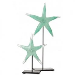 LANADECO Bustes Et Statues Étoile De Mer Verre Et Métal Azur Et Noir H42cm -Décoration de porte Soldes etoile de mer verre et metal azur et noir h42cm 2