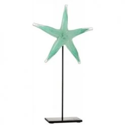 LANADECO Bustes Et Statues Étoile De Mer Verre Et Métal Azur Et Noir H42cm