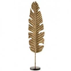 LANADECO Bustes Et Statues Feuille Sur Pied Rond Alu/marbre Or H78,5cm