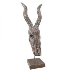 MOYCOR Bustes Et Statues Figure Antilope En Bois Blanchi
