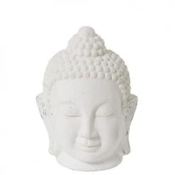 LANADECO Bustes Et Statues Figurine Bouddha Céramique Blanche H44cm