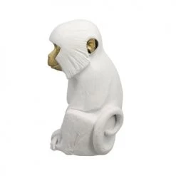Pirouette Paris Bustes Et Statues Figurine Singe En Résine Blanc Et Doré H25 -Décoration de porte Soldes figurine singe en resine blanc et dore h25 2