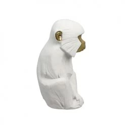 Pirouette Paris Bustes Et Statues Figurine Singe En Résine Blanc Et Doré H25 -Décoration de porte Soldes figurine singe en resine blanc et dore h25 4