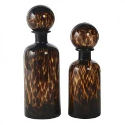 Maisons Du Monde Cloches Et Verrerie Flacons Déco En Verre Teinté Brun Et Noir H35 (x2)