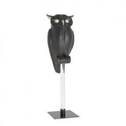 Now’s Home Bustes Et Statues Hibou Sur Pied Noir Mat Et Doré H41
