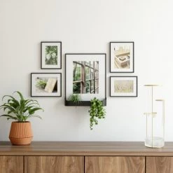 Umbra Cadres Et Albums Photos Jeu De 5 Porte Photos Avec 1 Porte Plante, Métal -Décoration de porte Soldes jeu de 5 porte photos avec 1 porte plante metal 8