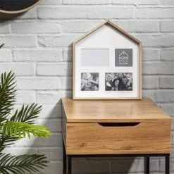 The Home Deco Factory Cadres Et Albums Photos Pêle-mêle Design Bois Maison 4 Photos Marron -Décoration de porte Soldes pele mele design bois maison 4 photos marron 1